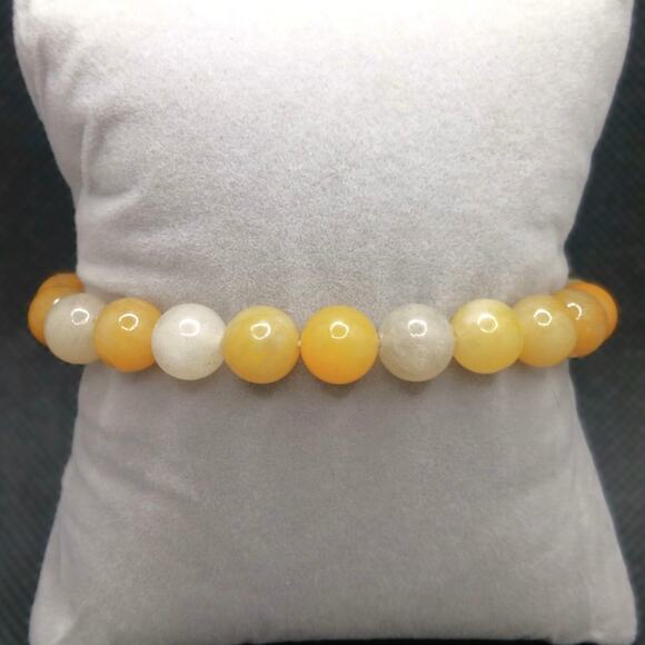 Gemstone Bracelet Yellow Topaz Jade 8mm Beaded Handmade Stretch Natural NEW - Picture 10 of 13